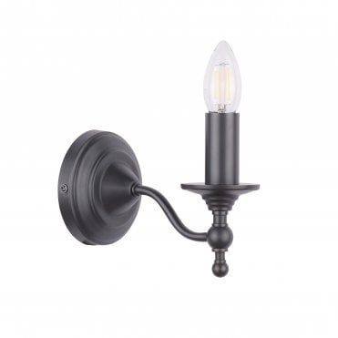 Laura Ashley LUDCHURCH Single Wall Light Industrial Black Bracket Only switched on