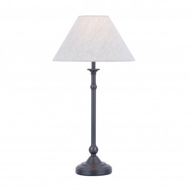 Laura Ashley LUDCHURCH Table Lamp Industrial Black With Shade switched on