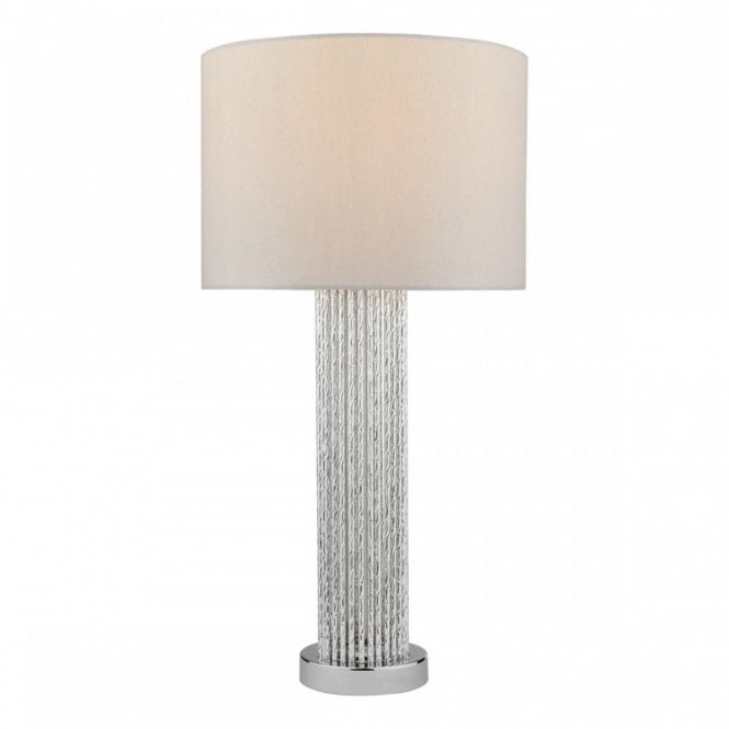 Lazio Polished Chrome and Silver Base With Faux Silk Shade