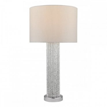 Lazio Polished Chrome and Silver Base With Faux Silk Shade
