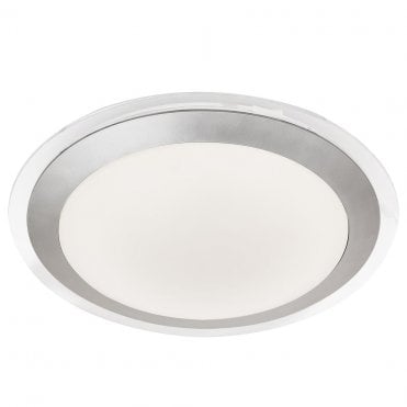 BATHROOM IP44 FLUSH SILVER CEILING LIGHT