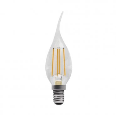 LED Filament Bent Tip Clear Candle Bulb - Dimmable - SES/E14
