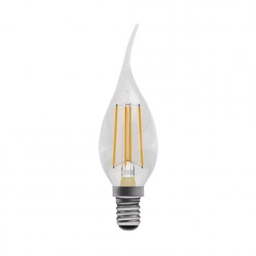 LED Filament Bent Tip Clear Candle Bulb - SES/E14