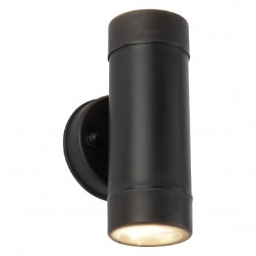 LED Outdoor 2 Light Cylinder Wall Bracket Black