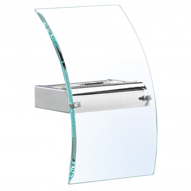 Led Wall Bracket - Bevelled Curved Glass and Chrome
