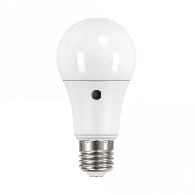 LED warm white 9 watt opal GLS bulb with photocell (ES/E27)