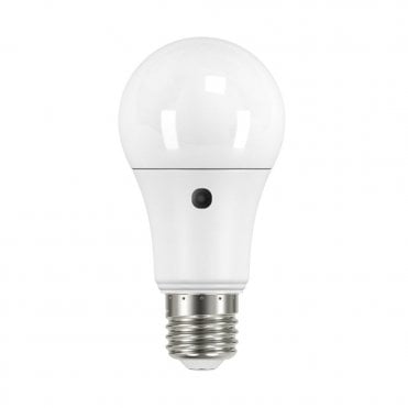 LED warm white 9 watt opal GLS bulb with photocell (ES/E27)