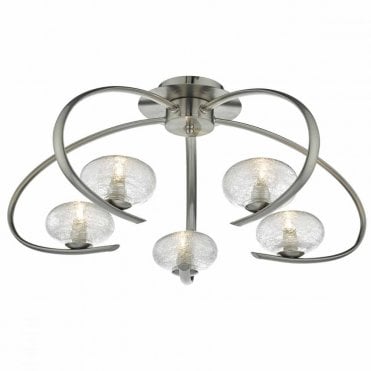 LEIGHTON - 5lt S/Flush Satin Chrome Sugar Glass