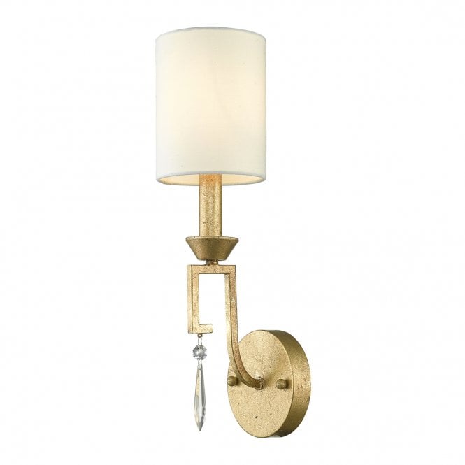 LEMURIA Wall Light Distressed Gold with Ivory Linen Shade