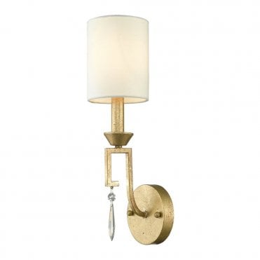 LEMURIA Wall Light Distressed Gold with Ivory Linen Shade