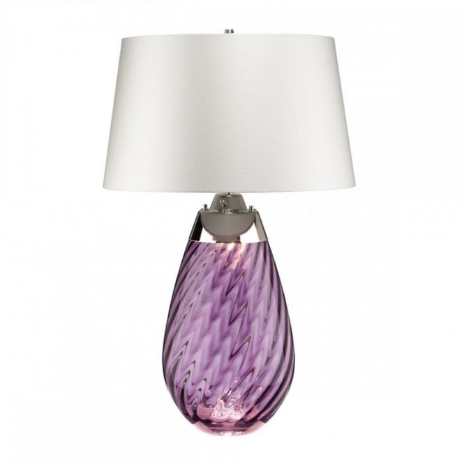 LENA 2 Light Large Plum Table Lamp with Off-white Shade
