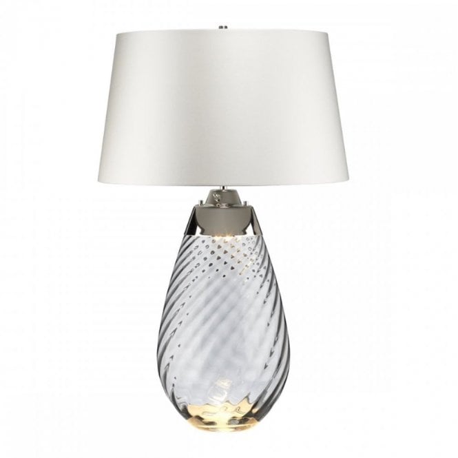 LENA 2 Light Large Smoke Table Lamp with Off-white Shade