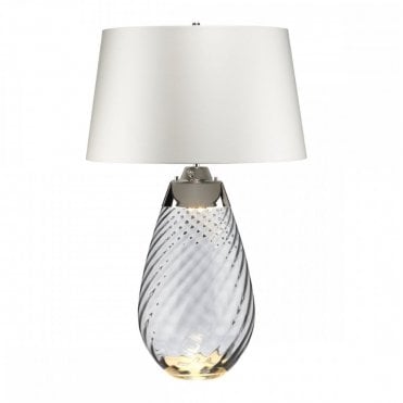 LENA 2 Light Large Smoke Table Lamp with Off-white Shade
