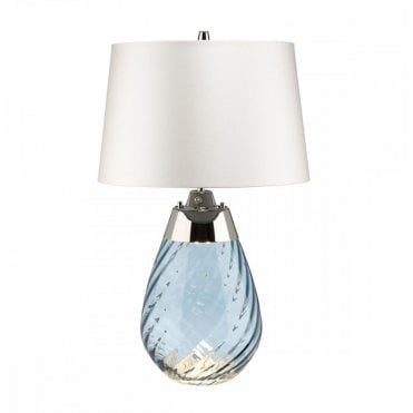 LENA 2 Light Small Blue Table Lamp with Off-white Shade