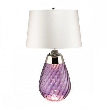 LENA 2 Light Small Plum Table Lamp with Off-white Shade