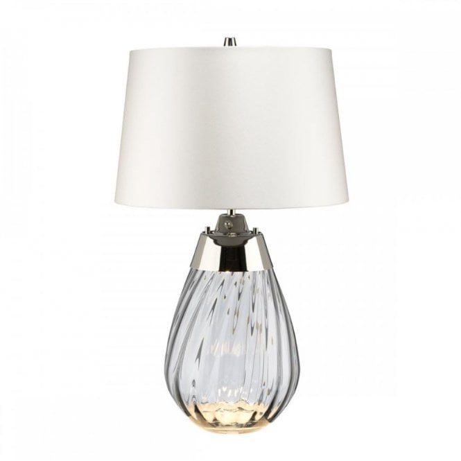 LENA 2 Light Small Smoke Table Lamp with Off-white Shade