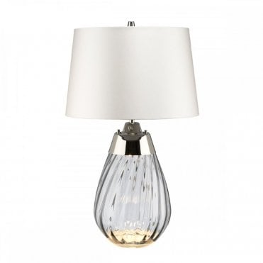 LENA 2 Light Small Smoke Table Lamp with Off-white Shade