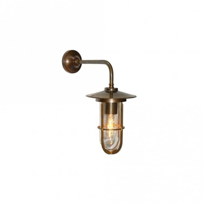 LENA - Well Glass Wall Light In Antique Brass (Clear Glass)
