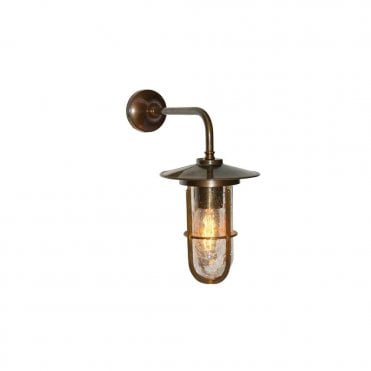 LENA - Well Glass Wall Light In Antique Brass (Crackle Glass)