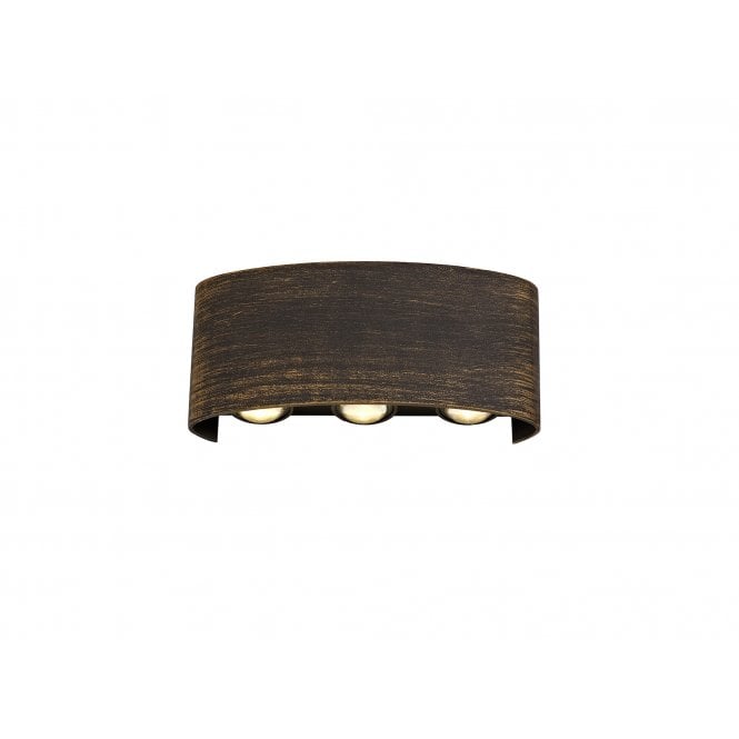LEO 6 Light LED Outdoor Wall Washer in Brushed Black/Gold