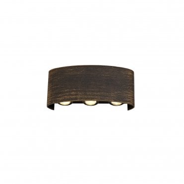 LEO 6 Light LED Outdoor Wall Washer in Brushed Black/Gold