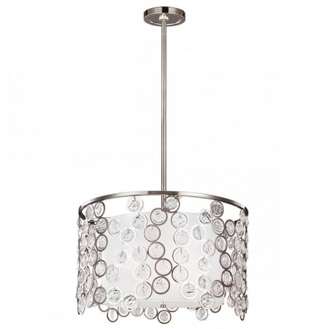 LEXI 3 Light Ceiling Pendant Polished Nickel Laser Cut with Crystal
