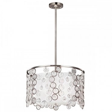LEXI 3 Light Ceiling Pendant Polished Nickel Laser Cut with Crystal