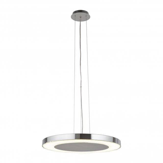LEXI (Dim) Led Disc Ceiling Pendant (50Cm Dia) Chrome Crushed Ice Effect Deco