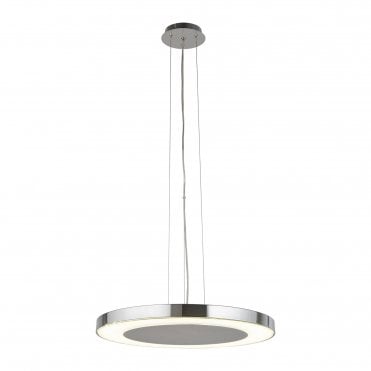 LEXI (Dim) Led Disc Ceiling Pendant (50Cm Dia) Chrome Crushed Ice Effect Deco