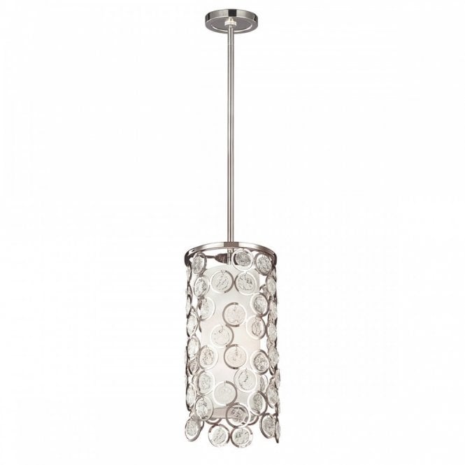 LEXI Mini Ceiling Pendant Laser Cut Polished Nickel with Crystal
