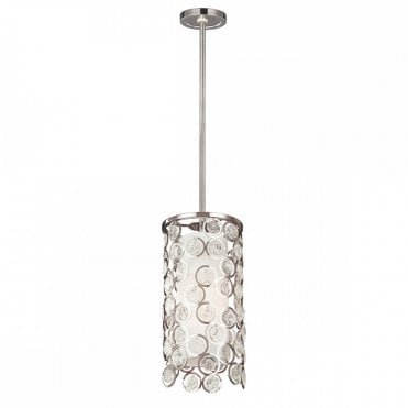 LEXI Mini Ceiling Pendant Laser Cut Polished Nickel with Crystal