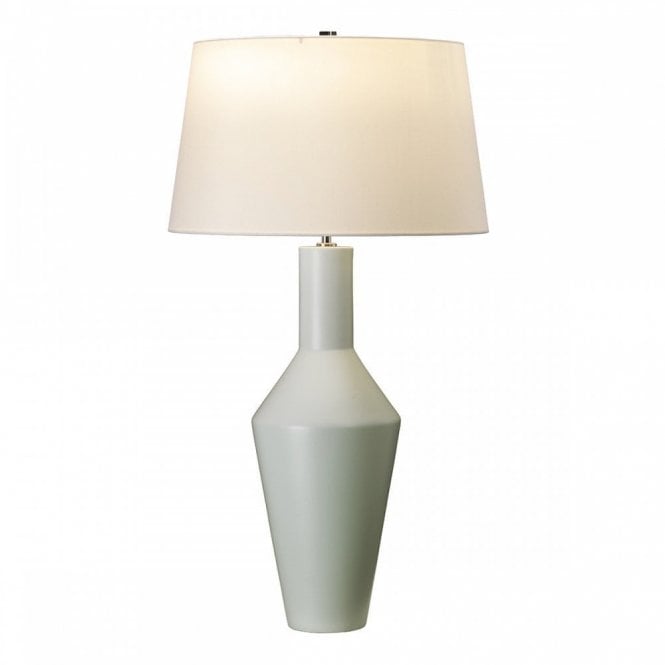 LEYTON Modern Angular Ceramic Table Lamp Sage Green with Ivory Shade