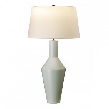LEYTON Modern Angular Ceramic Table Lamp Sage Green with Ivory Shade