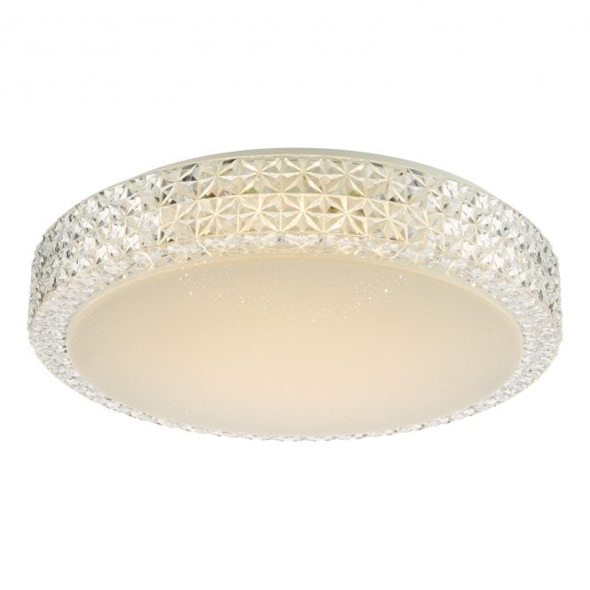 Liana Flush Ceiling Light with Clear Faceted Plastic 