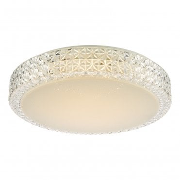 modern LED flush ceiling light with textured plastic shade