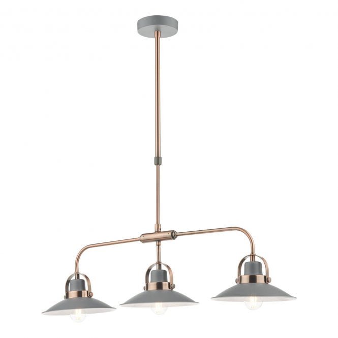 Liden Bar Pendant in Grey Graphite and Copper Metalwork 