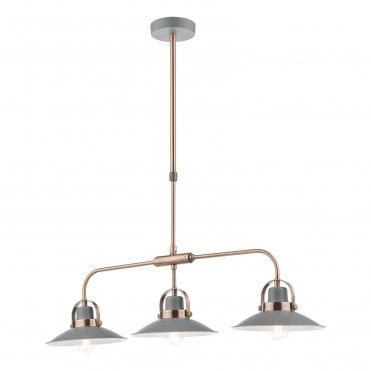 3 Light Ceiling Pendant Bar Graphite Copper
