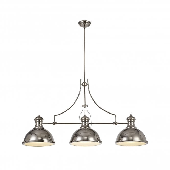LINCOLN 3 Light Industrial Ceiling Pendant Bar Polished Nickel