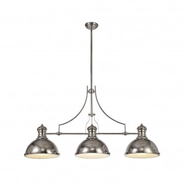 LINCOLN 3 Light Industrial Ceiling Pendant Bar Polished Nickel