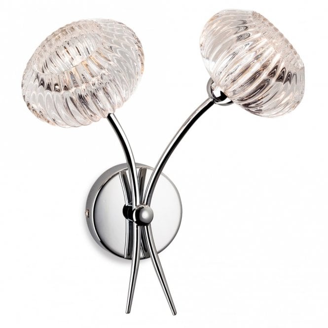 LISBON 2 Light Wall, Chrome with Clear Decorative Glass
