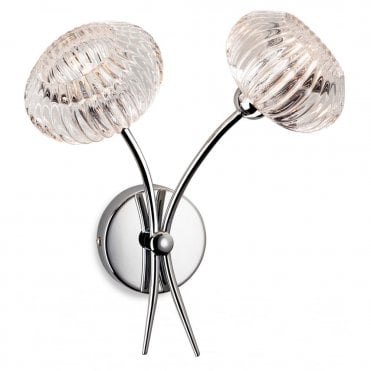 LISBON 2 Light Wall, Chrome with Clear Decorative Glass
