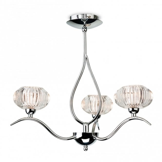 LISBON 3 Light Flush Fitting, Chrome with Clear Decorative Glass