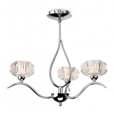 LISBON 3 Light Flush Fitting, Chrome with Clear Decorative Glass