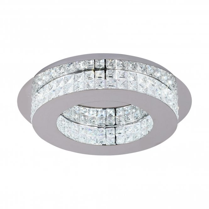 LIVIA LED Ceiling Flush Fitting in Polished Chrome with Crystal