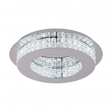 LIVIA LED Ceiling Flush Fitting in Polished Chrome with Crystal