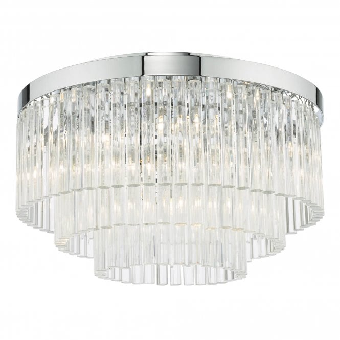 LOGAN 5 Light Flush Ceiling Light Polished Chrome & Glass