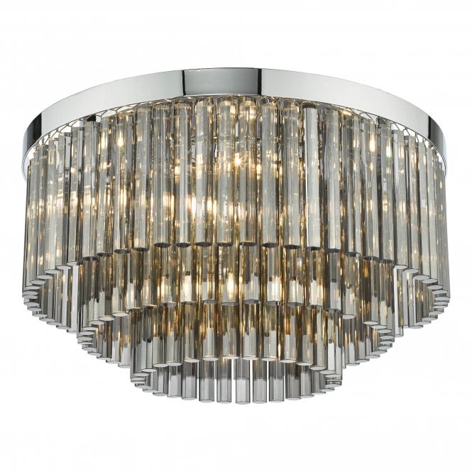 LOGAN 5 Light Flush Polished Chrome & Smoked Glass