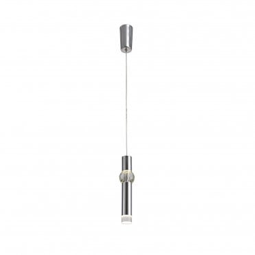 LOLA LED Pipe Ceiling Pendant Polished Chrome Clear Crystal