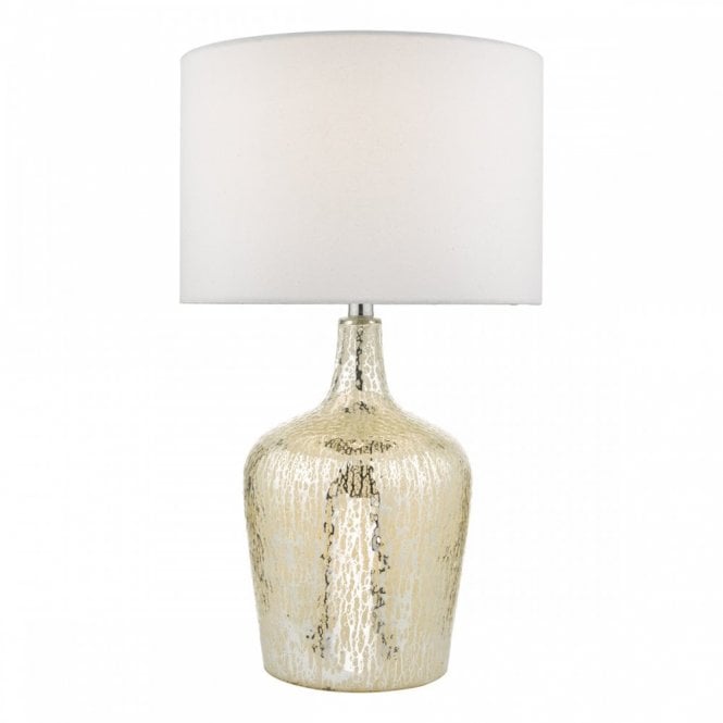 LOLEK Dual Light Table Lamp Silver Glass With Ivory Shade