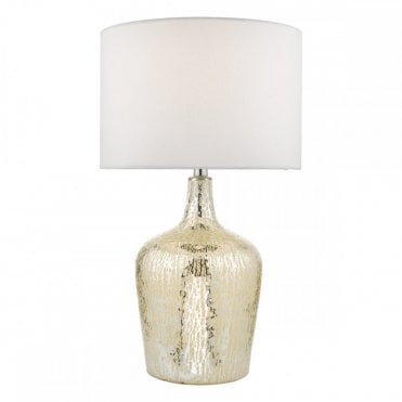 LOLEK Dual Light Table Lamp Silver Glass With Ivory Shade